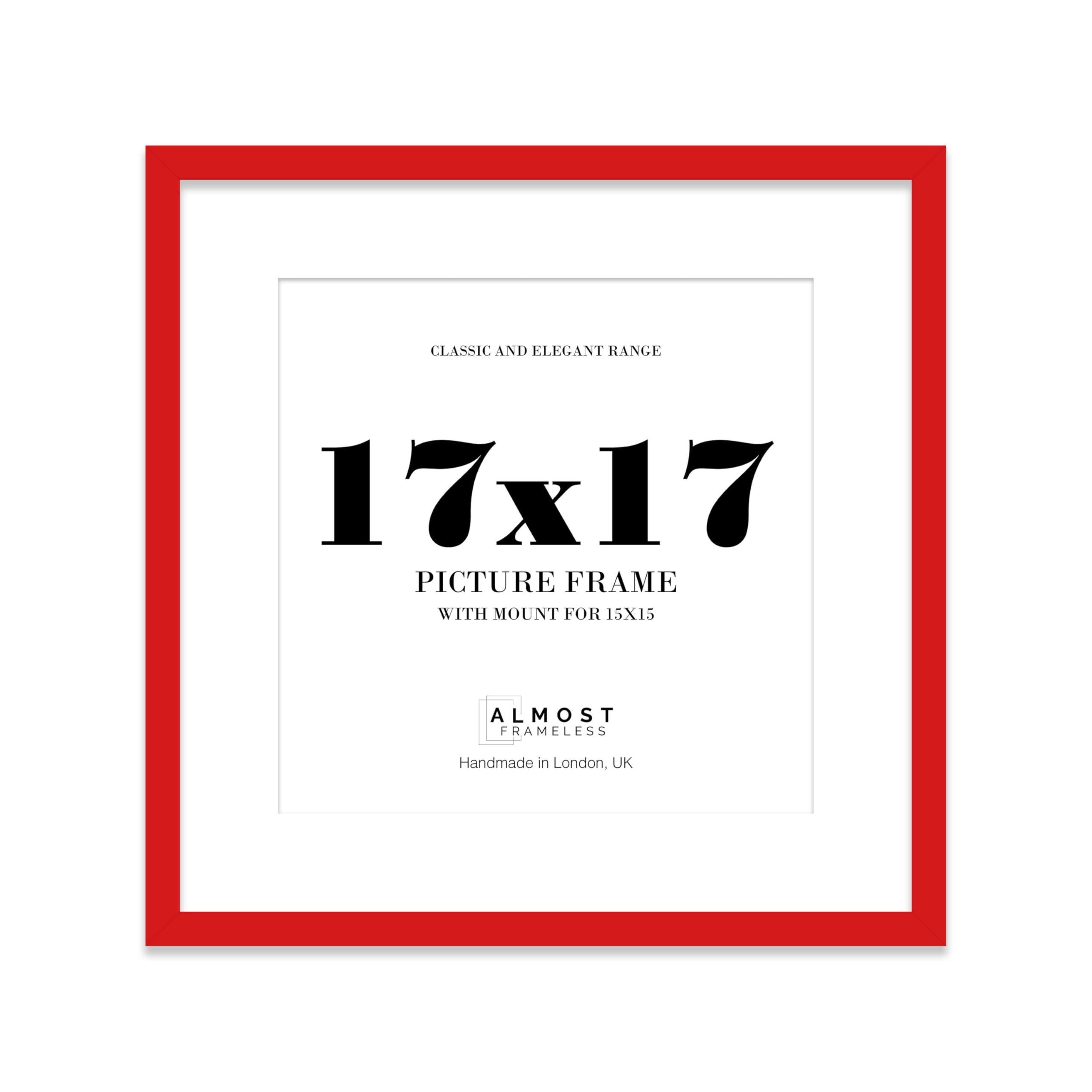 17x17 Red Picture Frame with Mount for 15x15 Photos, Prints - Modern Square Wall Frame, 1 Pack