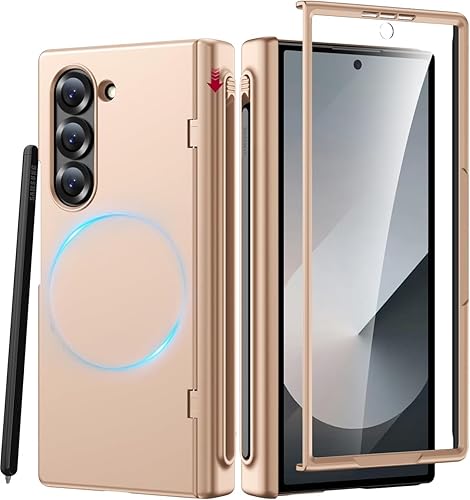 Miniatura 7 de Miimall Funda compatible con Samsung Galaxy Z Fold 4 con bolígrafo, Z Fold 4 con S Pen + protector de pantalla frontal + diseño de rayas verticales,