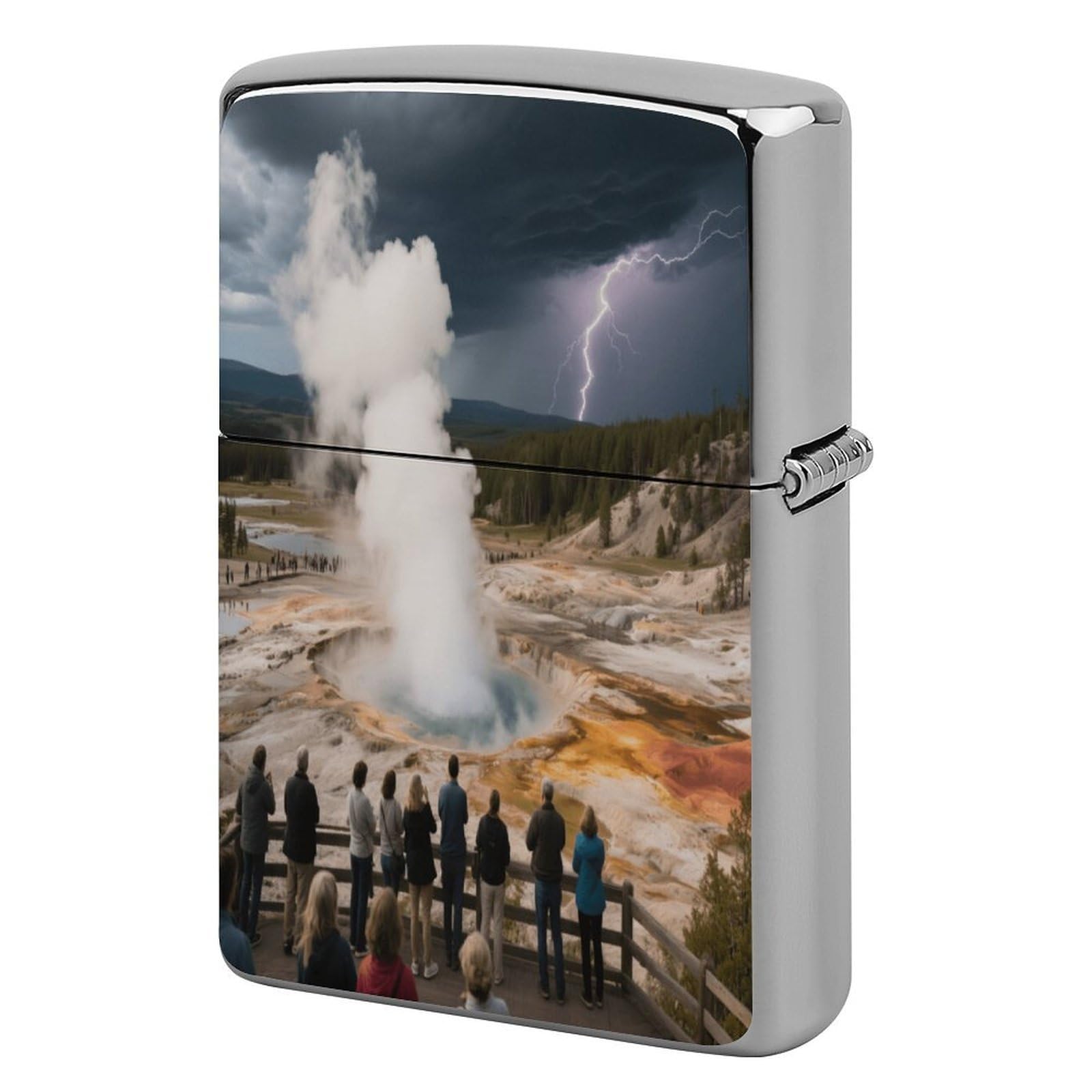 Fekiloot Style Geyser Geothermal Landscapes Lighter Case Cover Metal Lighter Case