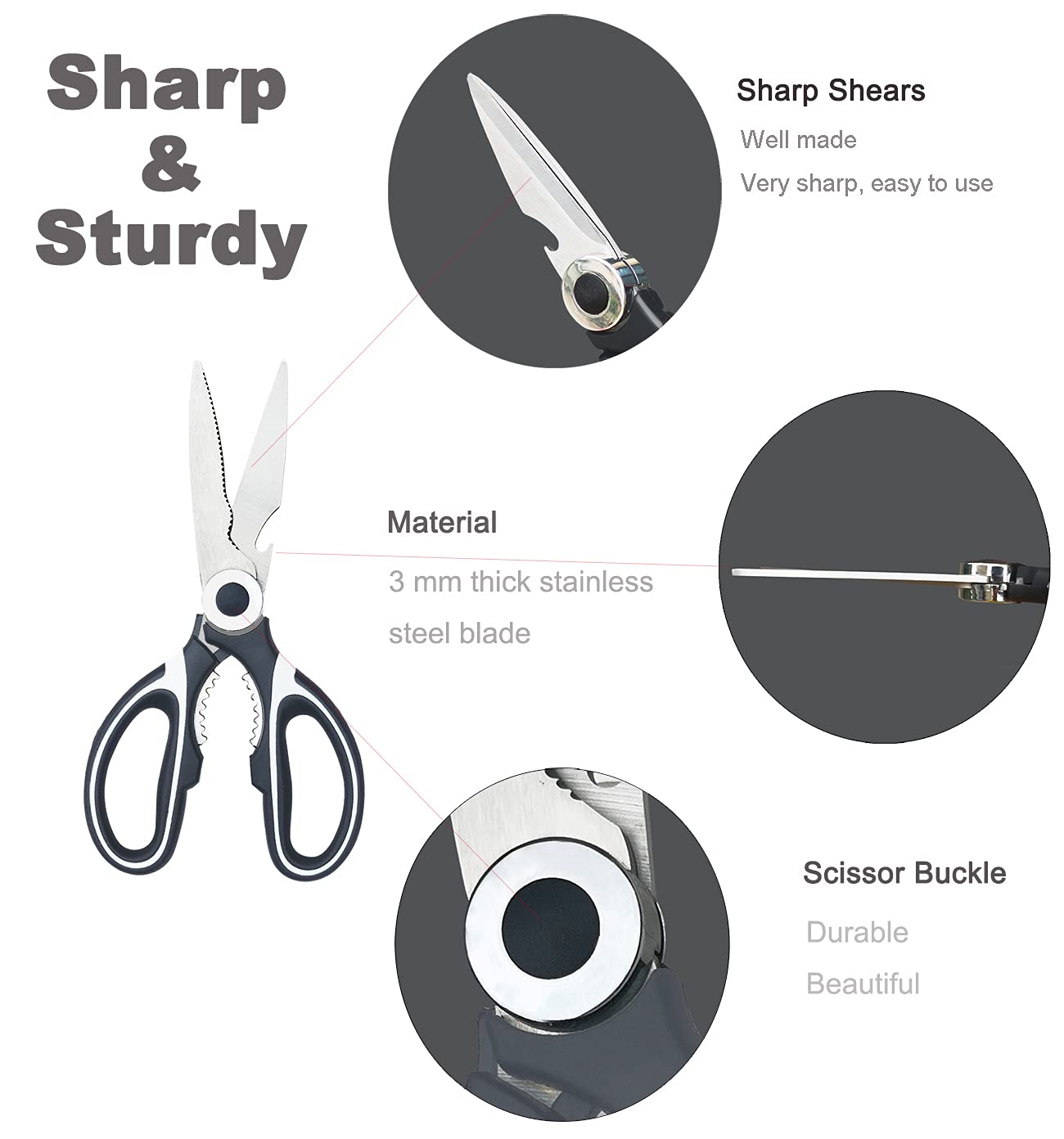 Forbici da cucina Sharp BESTWYA multiuso forbici da cucina in acciaio inox resistente (confezione da 4)
