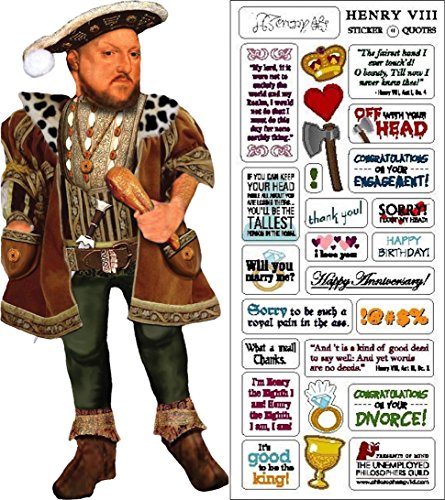 Carte voeux Henry VIII avec feuille autocollants enveloppe incluse