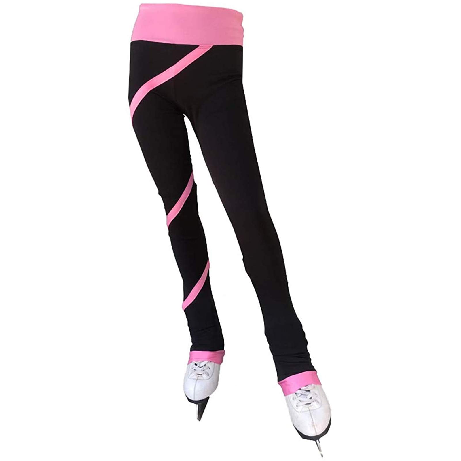 Damskie dziewczęce spodnie do jazdy figurowej, spiralne spodnie do jazdy figurowej, dziewczęce, polarowe legginsy treningowe, odzież sportowa do zawodów treningowych (kolor: A, roz