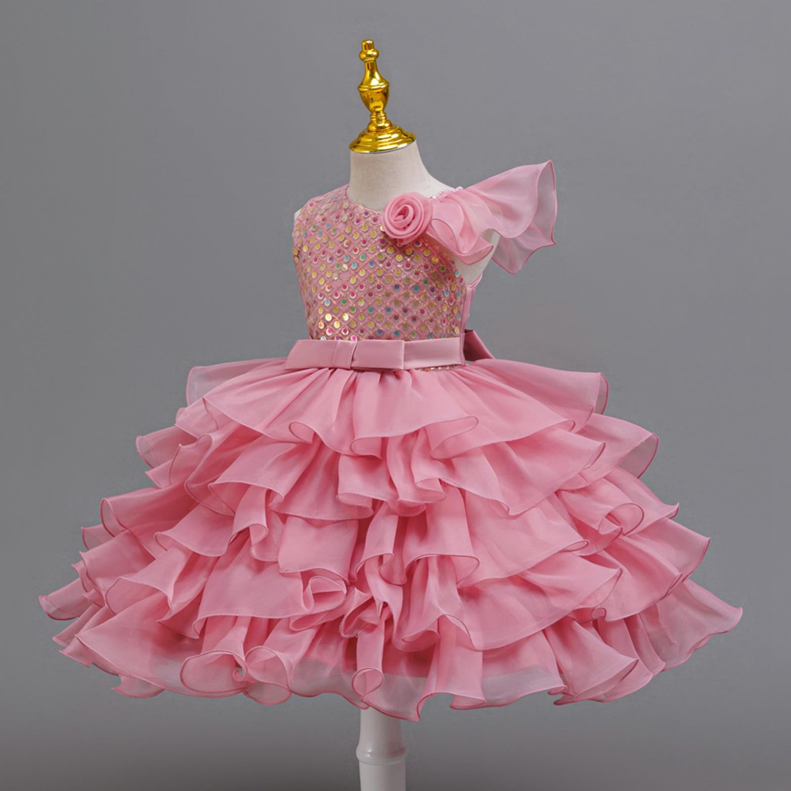 Costumi Carnevale Ragazza-Abito da festa per ragazze con paillettes e spalle scoperte, gonna corta a strati con tutù da cocktail