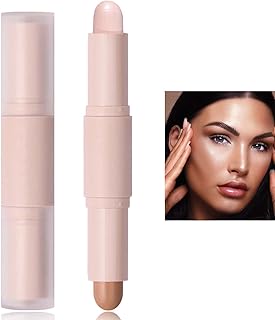 WENJLYJ 2 Colors Cream Contour Stick,Cream Bronze Contour Palette Highlighting&Blush&Concealer Contouring Stick,Color Correct for Dark Circles and Nose Contour Face Contour Makeup(W01 LIGHT)