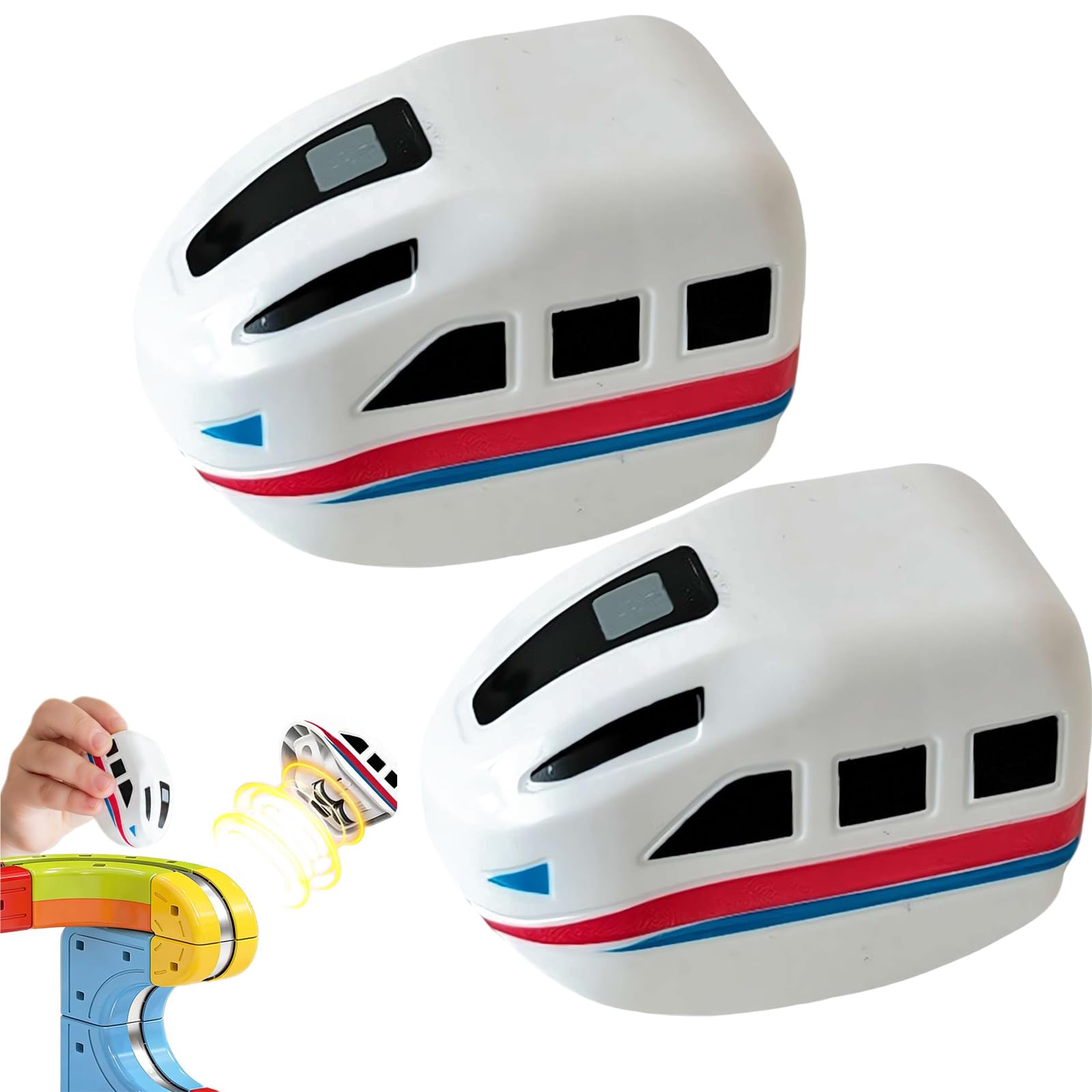 2-Pack Replacement Electric Train Cars, USB Rechargeable Add-On Compatible for Magnetic Electric Train Set Tracks, Cannot Operate Alone, Tracks & Cable Not Included