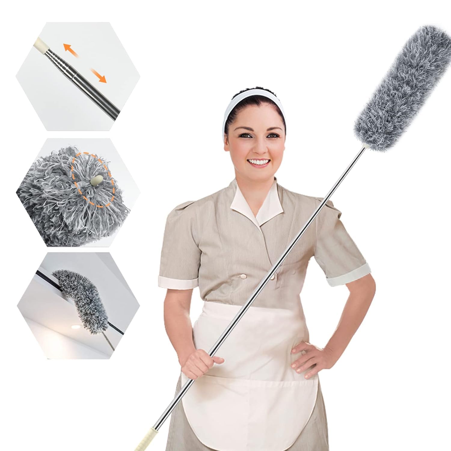 Holic Long Handle Microfiber Feather Ceiling Duster for Dust Cleaning with extendable Pole 30-100 Inch with Anti Scratch Bendable Head Brush for Cleaning High Cobweb Stick high Ceiling Fan (B0CDPCKX1S) Amazon Price History, Amazon Price Tracker