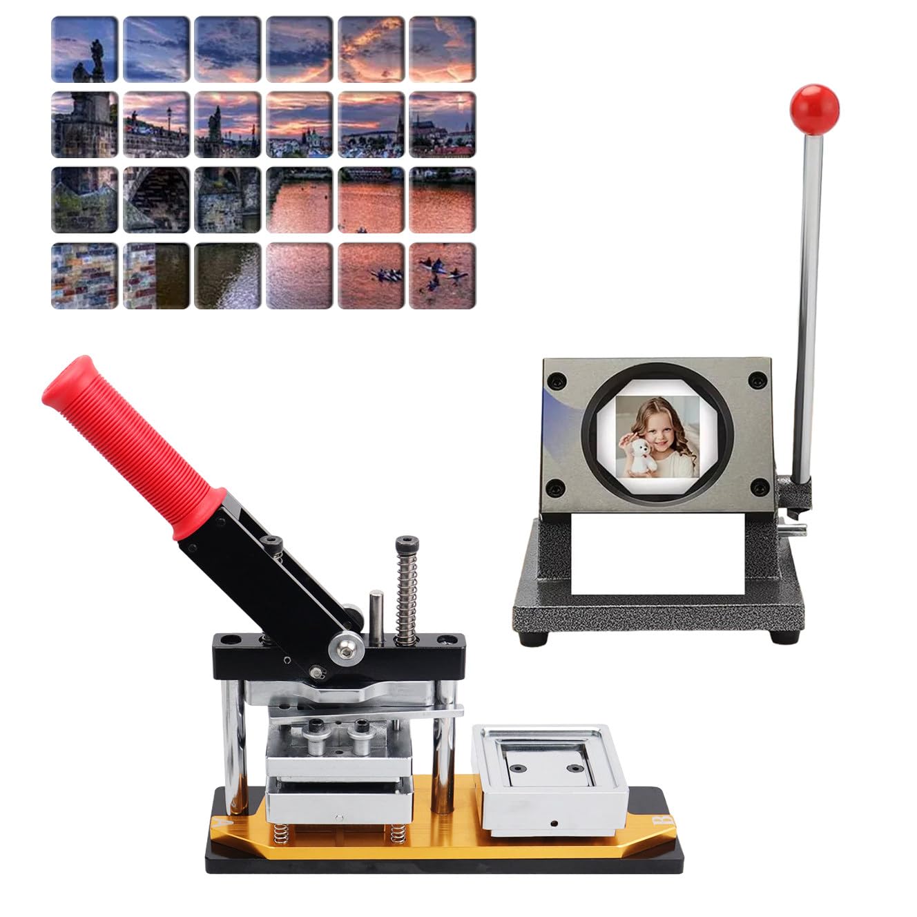 Kit para hacer imanes, máquina para hacer botones HD DIY, máquina para hacer imanes + 200 consumibles + cortador de Papel para crear parches magnéticos