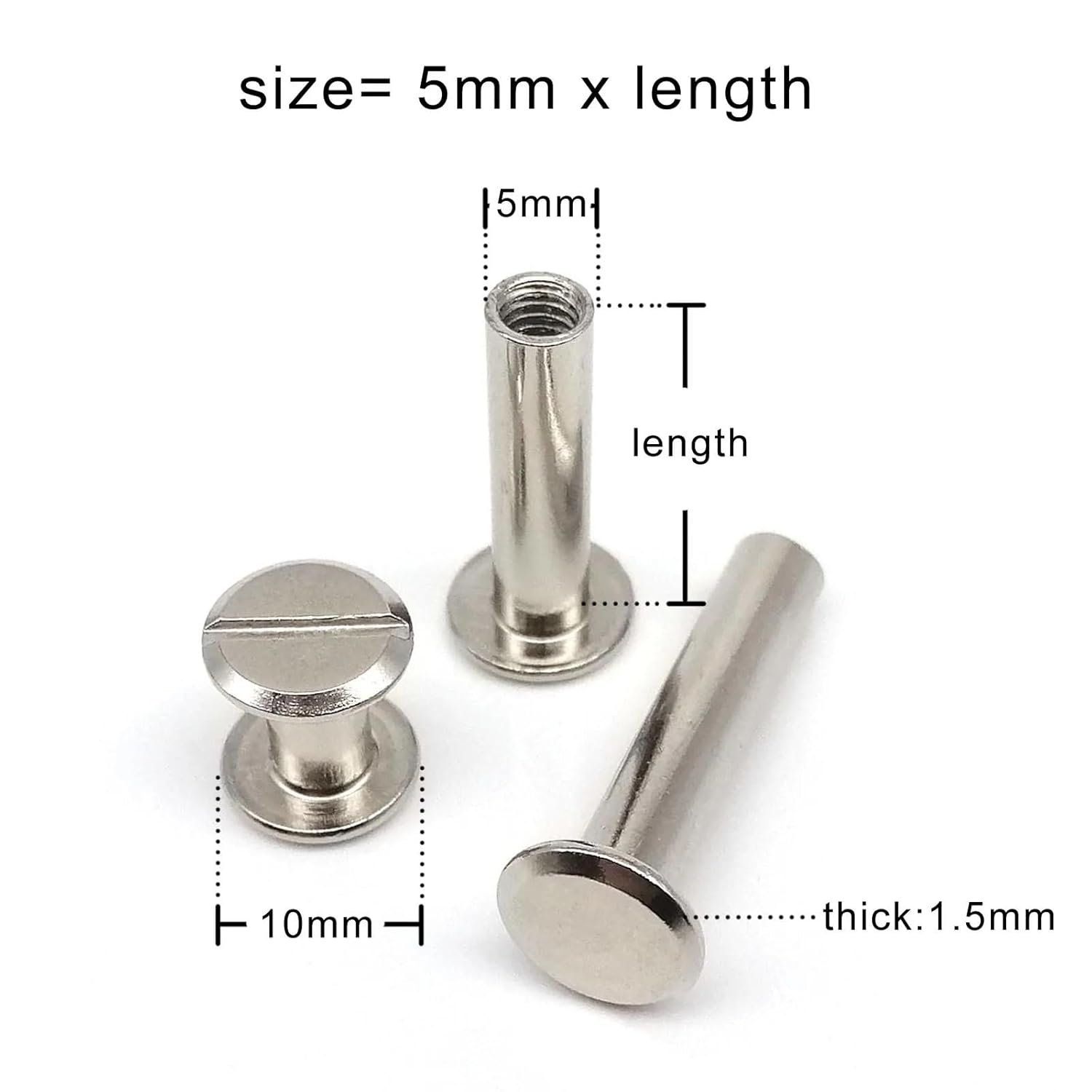 Chicago Screws 200sets/4box Mix Size Kit Chicago Screw Rivet Post Binding Nail for Leather Bag Belt Strap Photo Scrapbook Album Account Book Iron for Secure Fastening(Black)