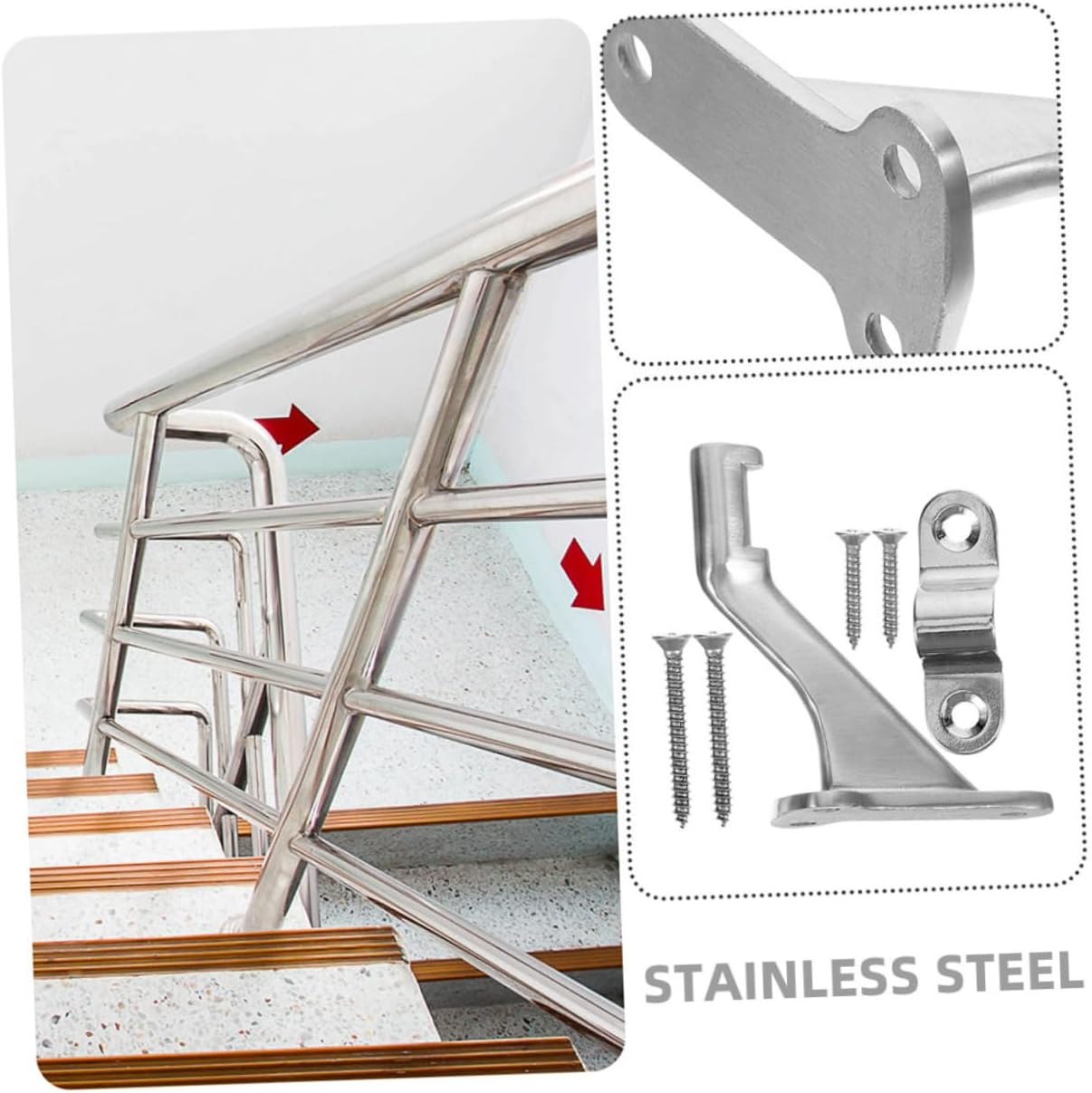 ARTIBETTER 2sets Outdoor Stair Railing Bracket Hand Rail Brackets for Stairs Screw Washers