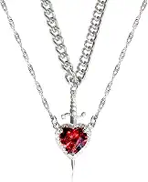 KIFEDSLJ Conjunto de colar de espada de coração para casais combinando com espada através de coração para ele, joia de presente de dia dos namorados, Cristal, Cristal