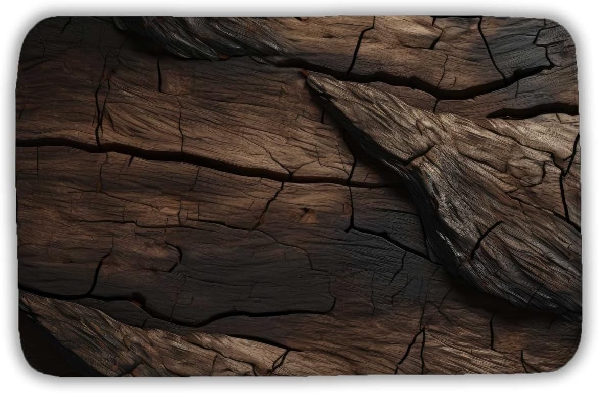 C1BM2134W95QDO 21 x 34 in. Brown Wood Black & White Bath Mat for Stylish Home Decor