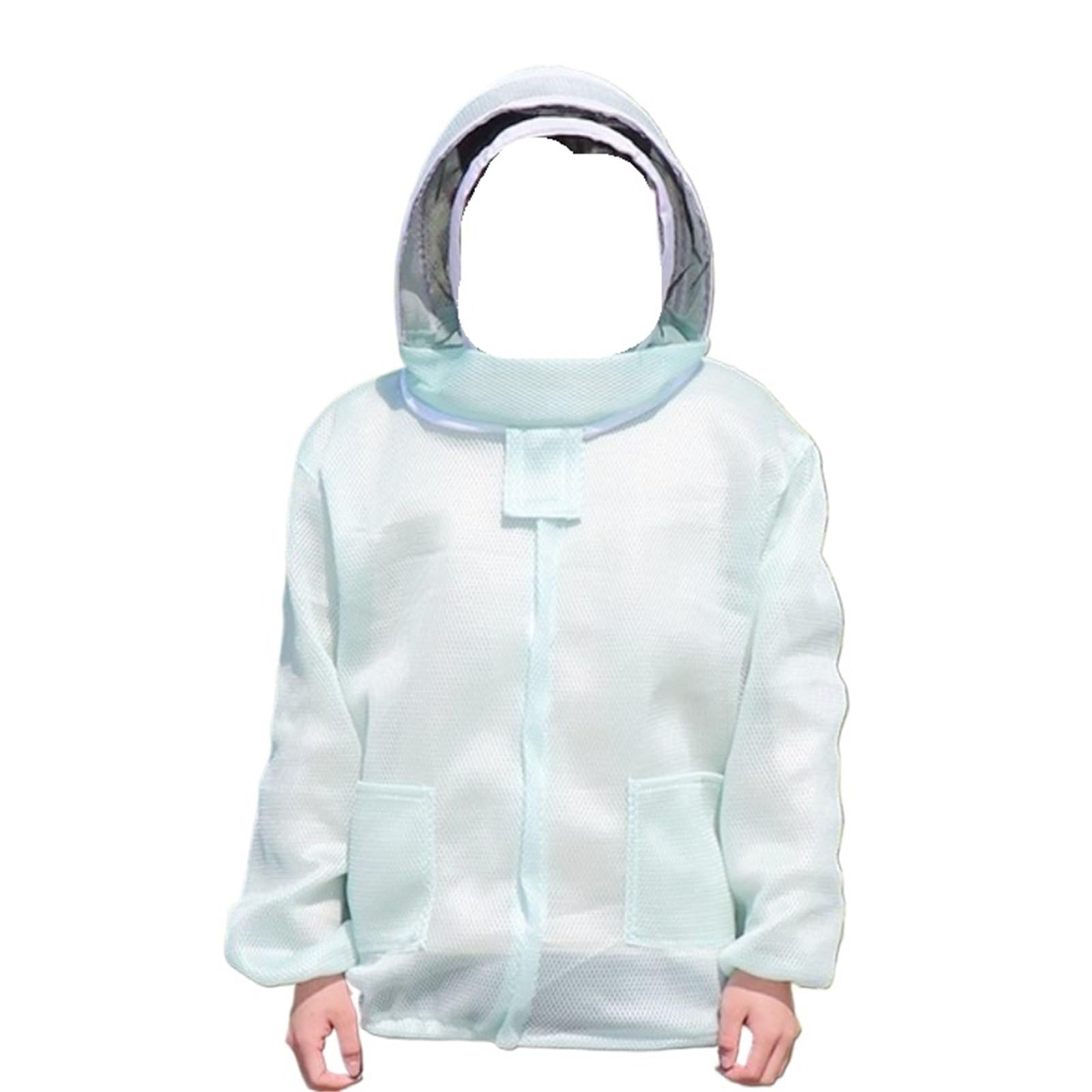 Traje de apicultor Profesional Ropa de apicultura Velo Capucha Guantes Sombrero Chaqueta tela Traje protector Equipo(Blue)