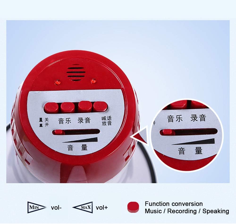 Foldable Megaphone, Portable Megaphone Speaker, Compact and Battery Operated, 10-15Watt with Built-in Megaphone, Music or Alarm, Recording