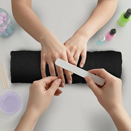 Miniatura 4 de STF Linen Toallas de mano  Paquete de 24 toallas negras de salón  Toallas de spa 100% algodón  16 x 27 pulgadas, toallas faciales altamente