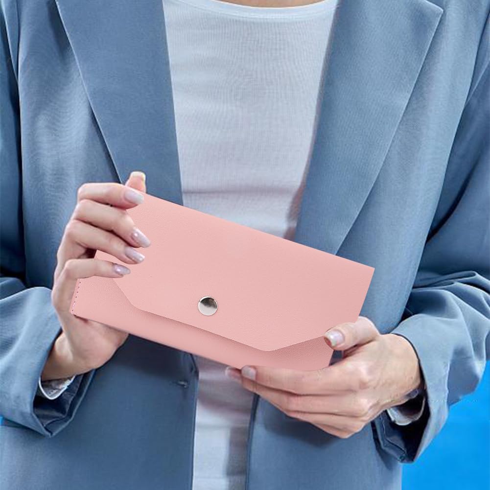 2 Colors 2PCS PU Leather Cash Holders for Wallets Reusable Budget Binder Money Envelops Small Cash Banknotes Stuffing Bag Pouch Retro Clutch Organizer for Men Women Business Travel image 5