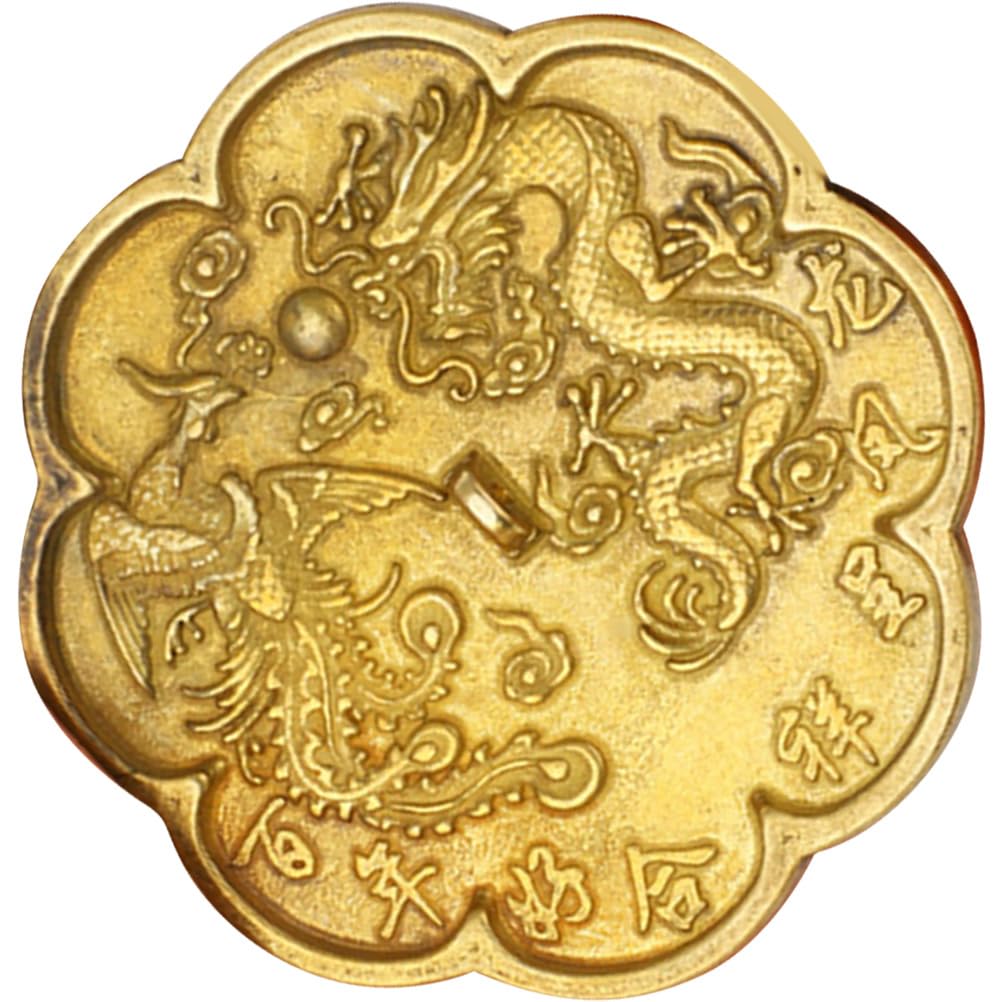 Amazon.co.jp: 鏡 銅の邪悪な鏡 金属鏡像 龍と鳳凰が吉兆 8cm 小さい