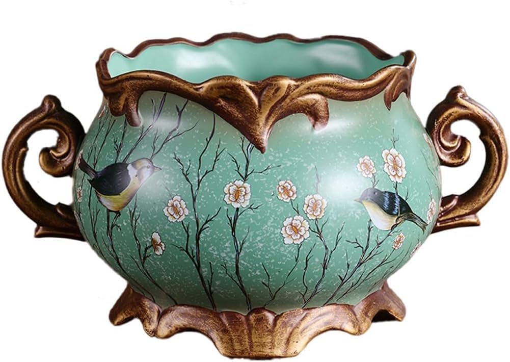 asdchZen Grain Dispenser With Ceramic,Rice Container, Ceramic Ginger Jarceramic Vase Ornameretro Living Room Decorations Simulated Dried Flowers Living Room Binaural Flower Arrangement