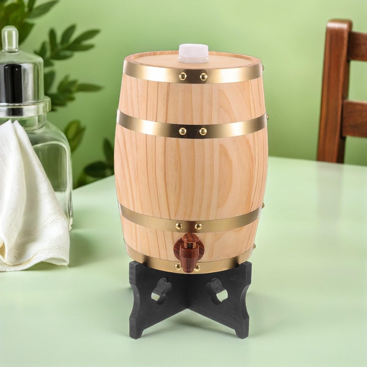 Barile in Legno di Quercia da 5l per Vino e Birra con Design Compatto e Miglioramento Naturale del Sapore, per Cucina e Ambienti Professionali