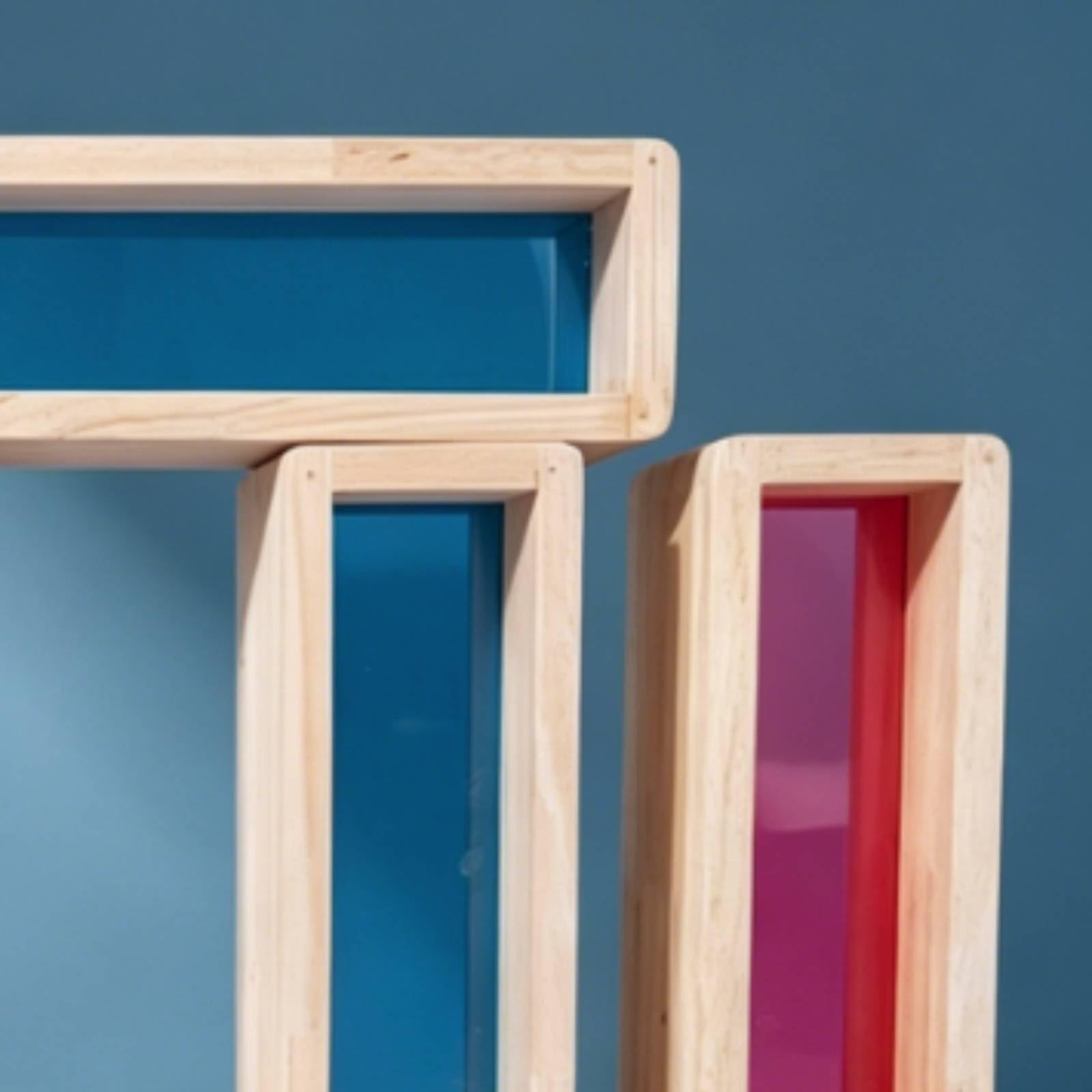 36 Stück Kinder Lernbausteine Holzbausteine Steckbausteine Konstruktionsklötze mit Glatter Oberfläche Und Farbwechselnden Acrylfenstern für Räumliches Denken für Unterricht Kita Spielzimmer