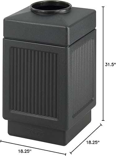 Miniatura 4 de Safco Products Canmeleon - Cubo de basura empotrado para exteriores e interiores 9475BL color negro paneles acanalados decorativos capacidad de 38