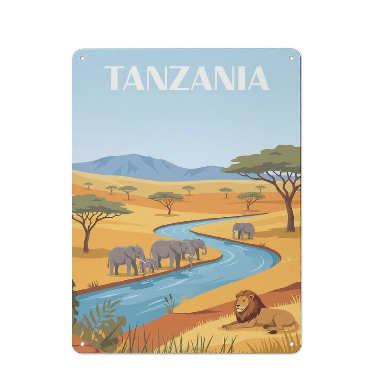 Junmoney Style-15 Vintage Tin Sign 40X30cm With Tanzania For Guest Room Or Hallway, For Retro Home Interiors, For Garage And Workshop Walls