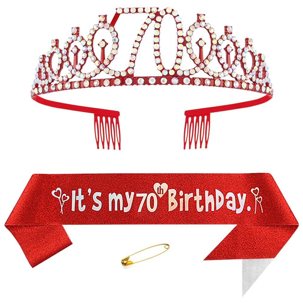 2er Set 50. Geburtstag Schärpe & Tiara – Rosa, Mit Kristall-Krone