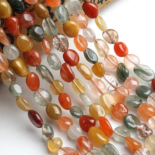 Miniatura 3 de HAAMIIQII 45 cuentas de cuarzo rutilado mixto natural de 0.197-0.315 in de forma libre irregular, cuentas de piedras preciosas sueltas para hacer