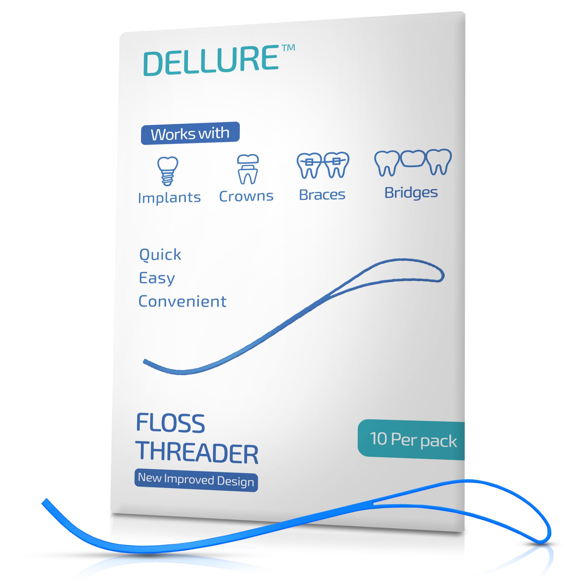 Dental Floss Threaders- 10 Envelopes of 10 (100) Braces Flossers, Designed for Braces, Bridges & Implants, Quick & Easy Flossing Solution