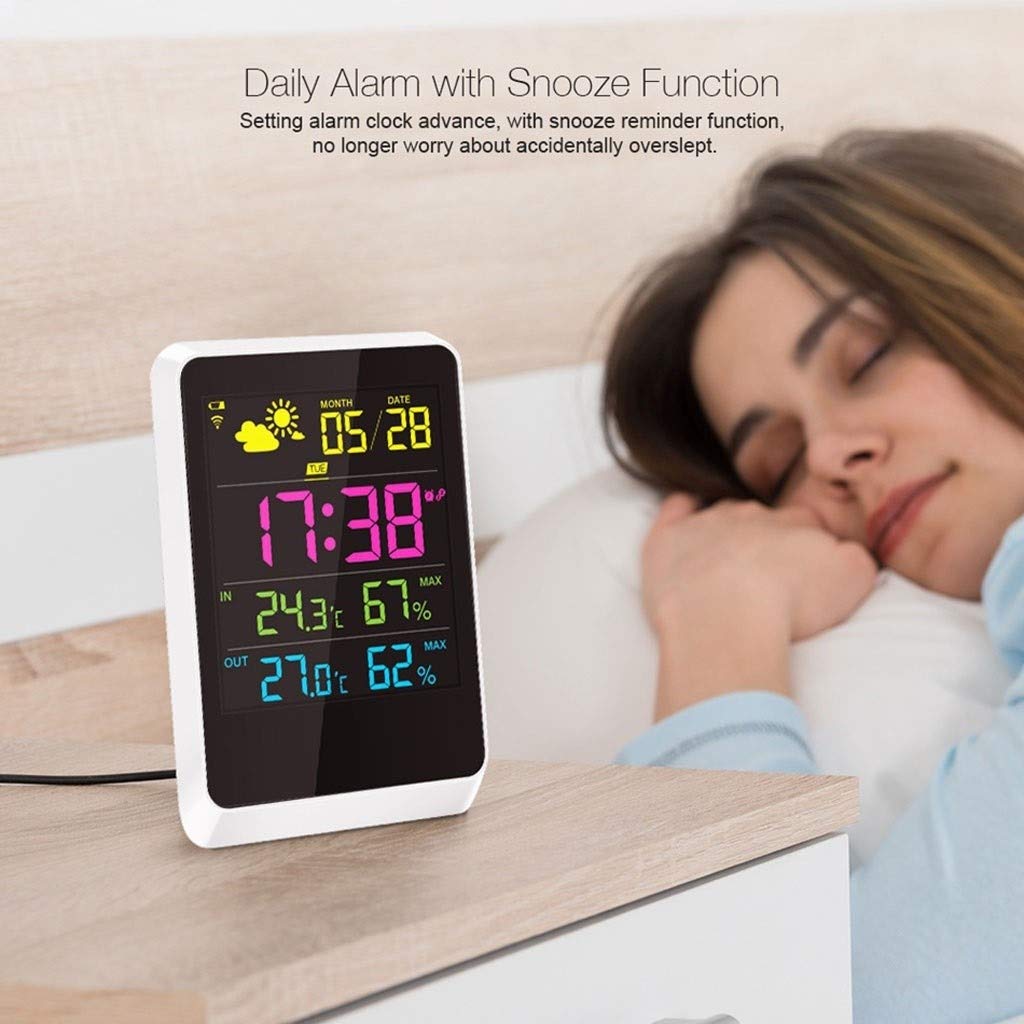 Wireless Termometro elettronico e Multi-Funzione Orologio igrometro Famiglia Camera Orologio con termometro Studio Desk Clock (Size : 1)