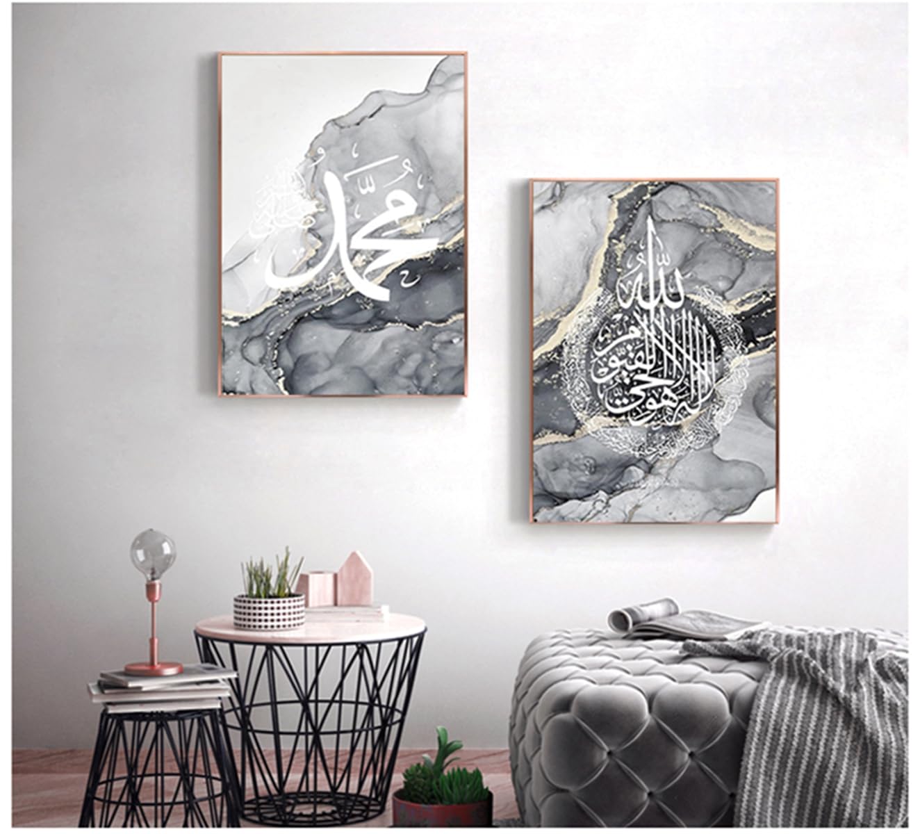 MKHFUW Living Room Bedroom Marble Background Ink Painting Poster, Modern Abstract Picture Set Wall Painting Art Decoration - Image 4