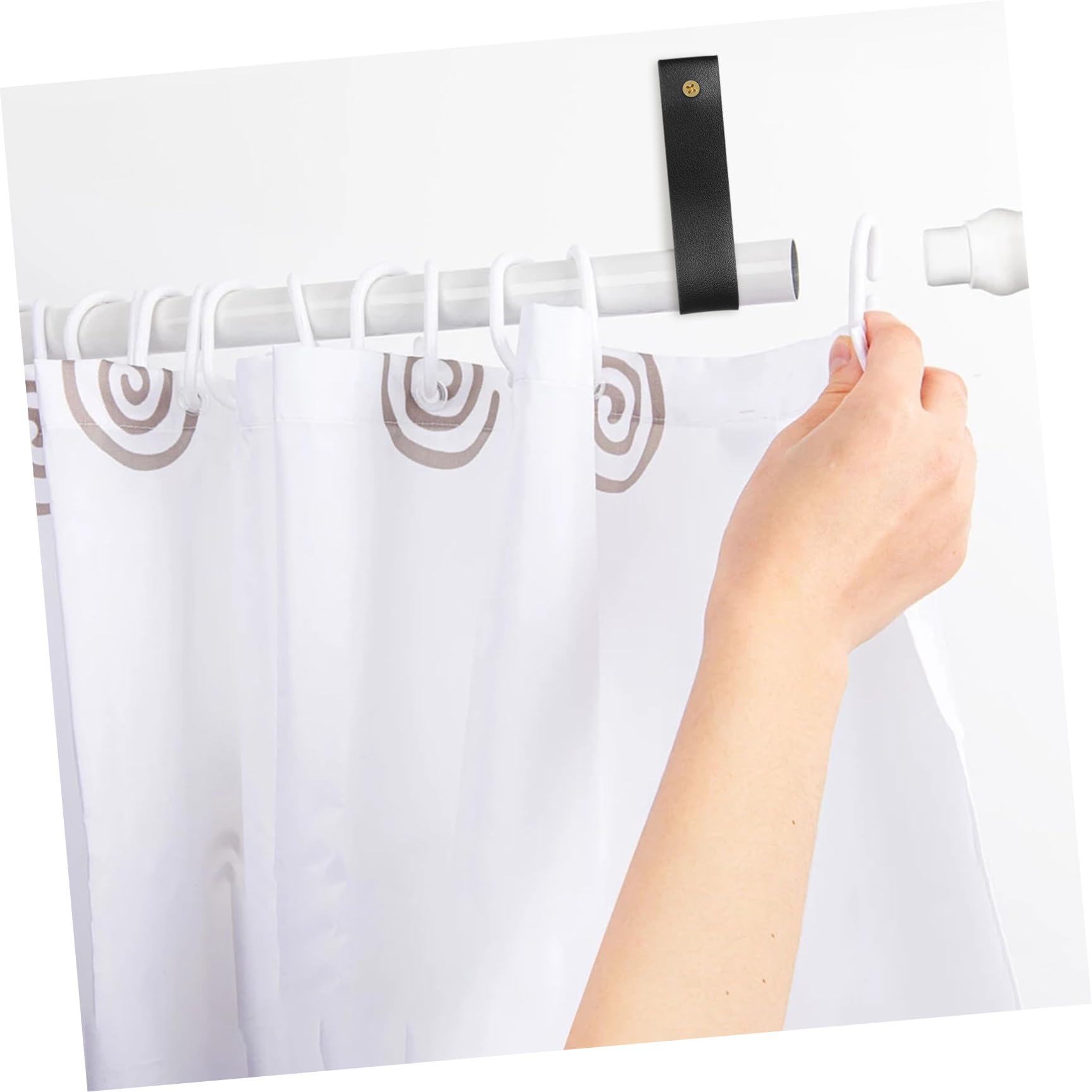Gadpiparty 4 Pièces Support De Tringle À Rideaux en PU Crochets Muraux Bohème Sangles De Tringle À Rideaux en PU pour Salle De Bain Cuisine 4.72 X 0.98 X 0.79 Po