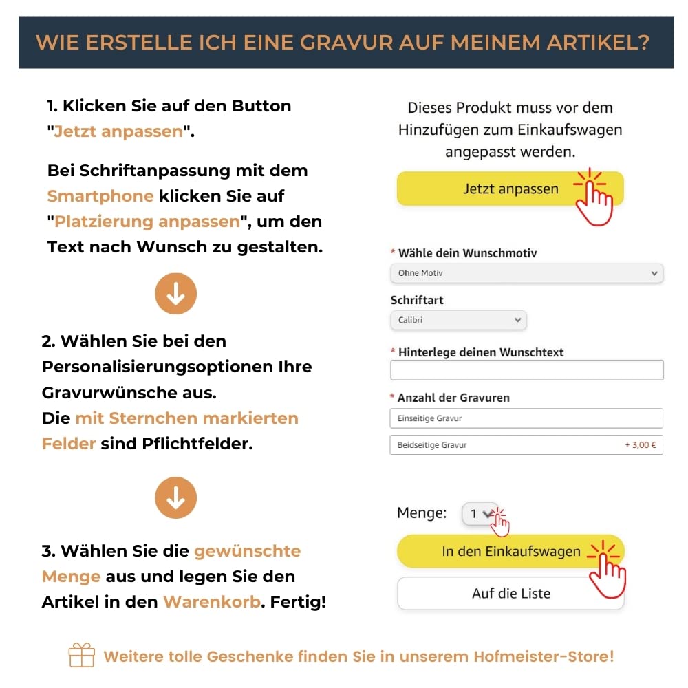 HOFMEISTER® Schneidebrett Olivenholz personalisiert Gravur - Olivenholzbrett Naturschnitt Servierbrett Holzbrett mit Saftrille - Geschenk Hochzeit Einweihung Einzug - Holz, 50 cm