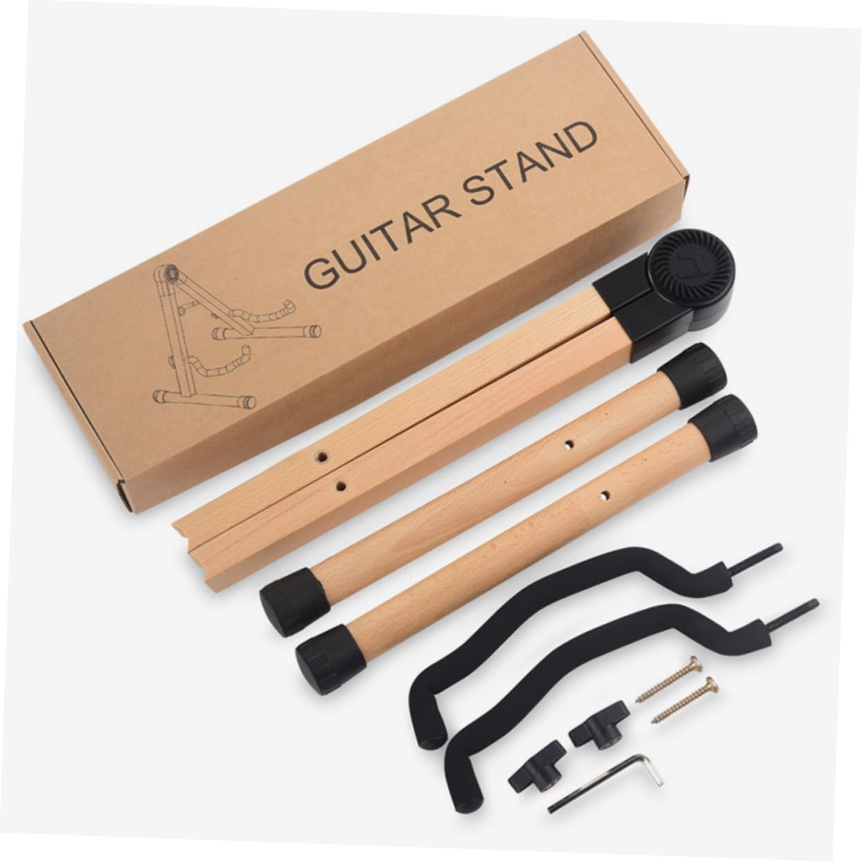 minkissy Supporto per Chitarra in Legno Pieghevole Stand per Chitarra Acustica Classica ed Elettrica Stabile per Esposizione e Trasporto