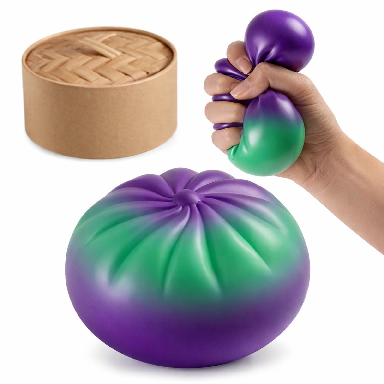 Glitter D𝐮m𝐩ling 𝐒𝐪u𝐢𝐬h𝐲 Toy with Steamer Box, S𝐥o𝐰 𝐑i𝐬ing 𝐒o𝐟t S𝐪𝐮e𝐞z𝐞 Ball 𝐒en𝐬𝐨r𝐲 𝐅𝐢d𝐠𝐞t Toy, Cute 𝐁a𝐨 𝐁u𝐧 C𝐚l𝐦ing 𝐅idg𝐞𝐭 Gift for Adult Teen (Transparent Blue) — image 1