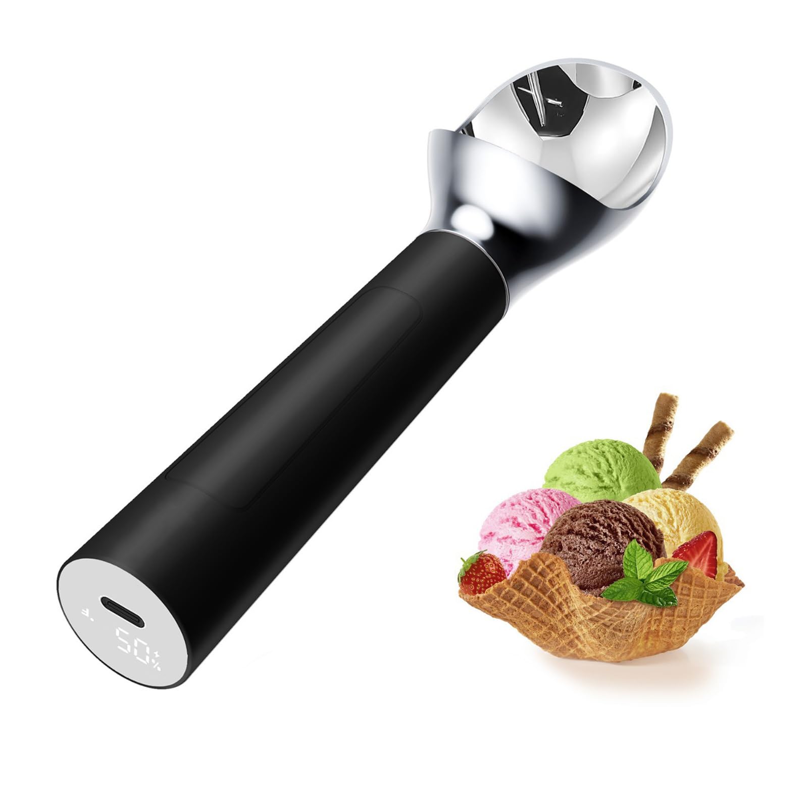 Cuillère à glace chauffante rechargeable avec affichage numérique, température réglable, design étanche
