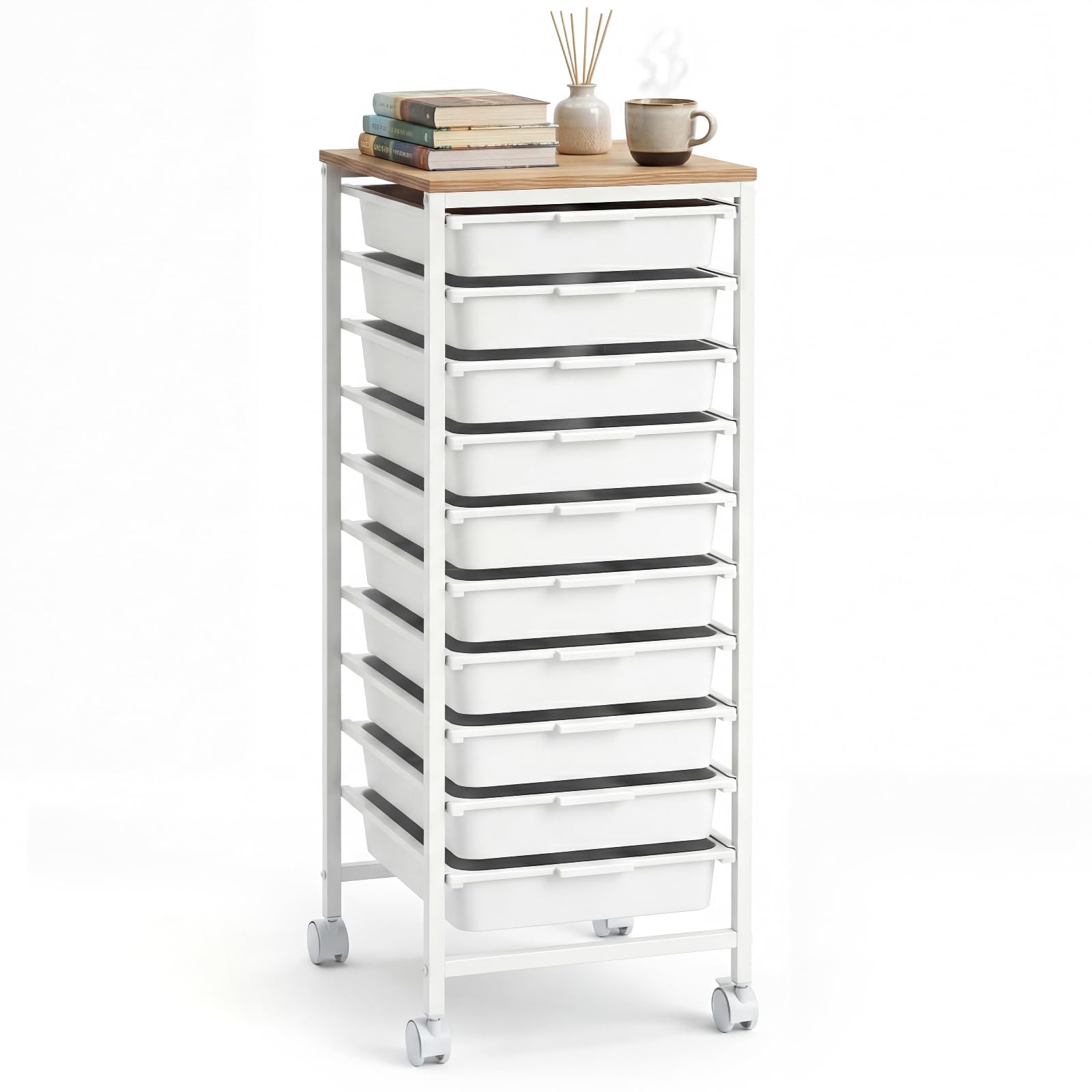 SILKYDRY Rolling Storage Cart with 10 Drawers in a home office setting