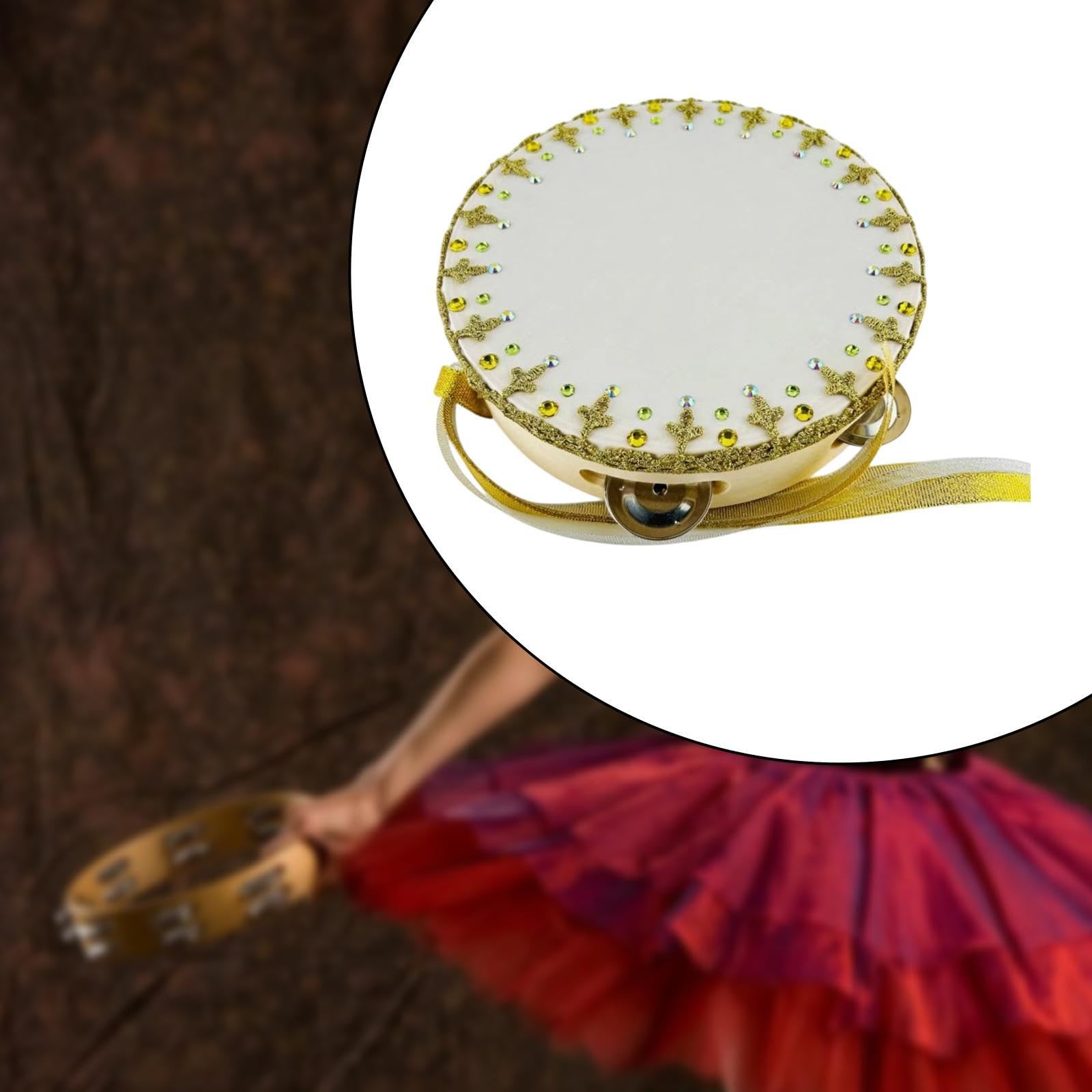 Pandereta de Ballet, Instrumento de Percusión Manual, Accesorio de Danza, Hecho a Mano, Ligero, en La Madera, Apto para Competiciones, 7 Inch