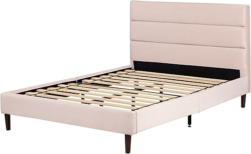 South Shore Maliza - Cama completa tapizada con plataforma, matrimonial, color rosa