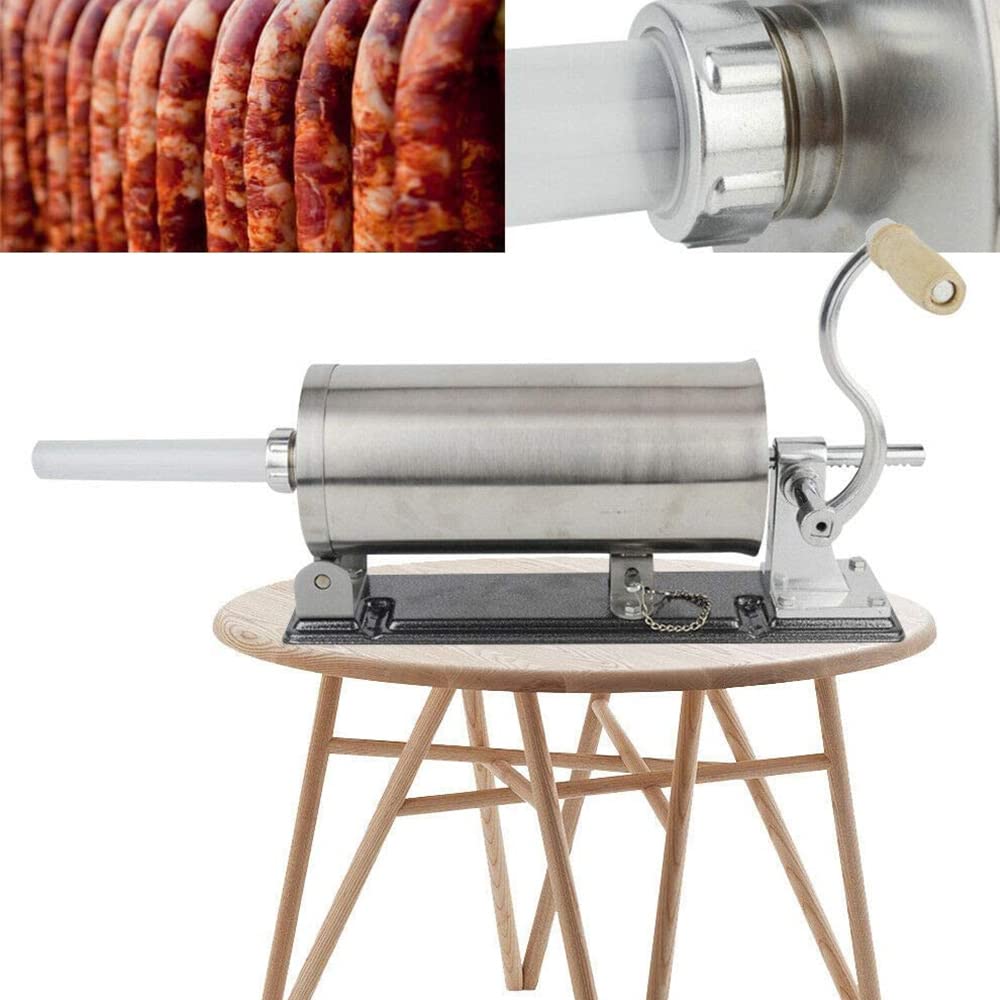 Máquina Salchichas de Acero Inoxidable - Máquina de cocina de llenado de carne horizontal, para embutido casero, de acero inoxidable, 4 tubos de relleno (3,6 l horizontal)