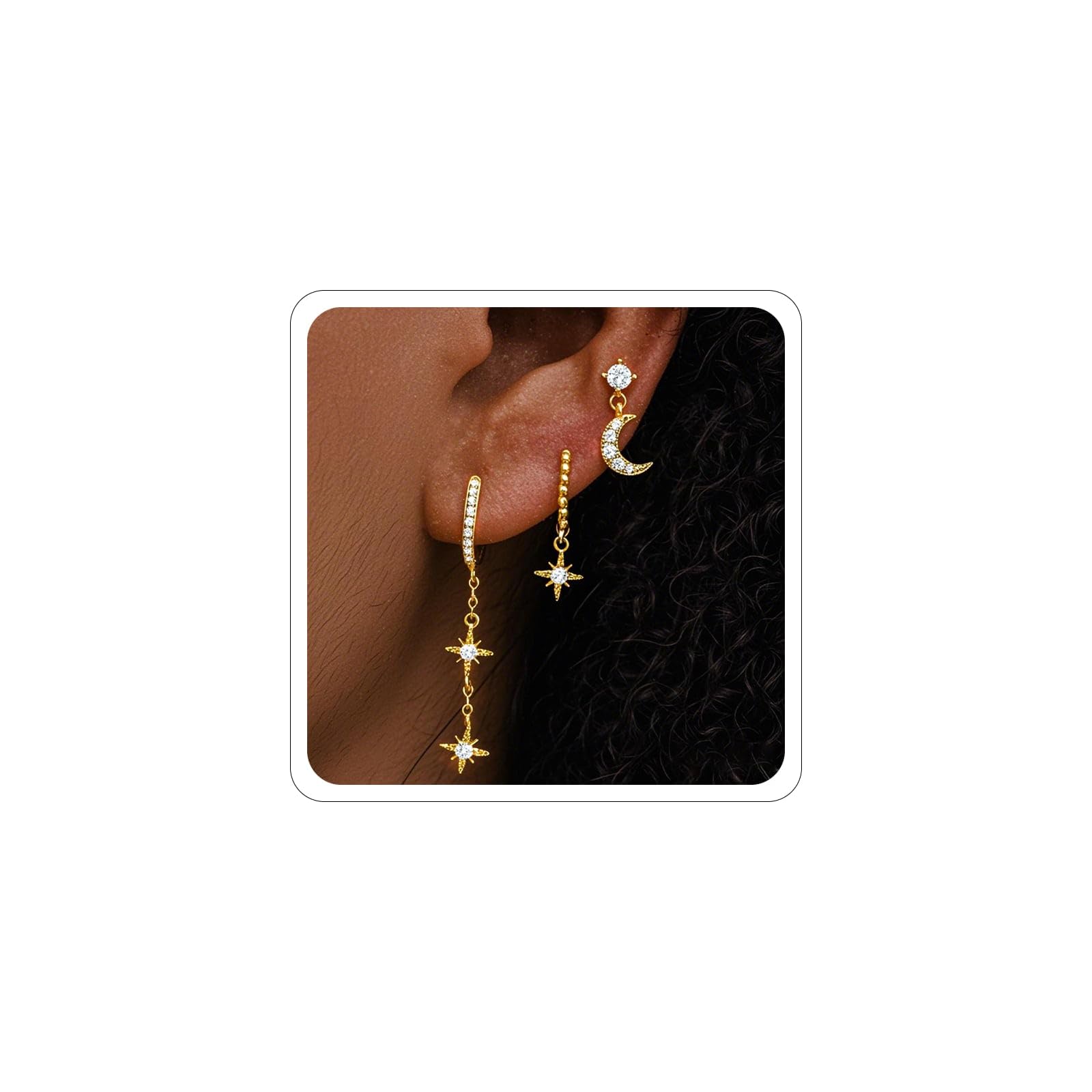 Xeyau2PC Small Helix Piercing Earrings for Women Gold Silver Titanium Flat Back Earring Dangle Hidden Helix Earring Hypoallergenic Cartilage Diamond Earring Jewelry