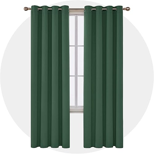 Miniatura 105 de Deconovo Darken - Cortina opaca con aislamiento térmico y ojales para sala de estar, 42 x 63 pulgadas, color blanco puro Negro,Beige claro,Azul