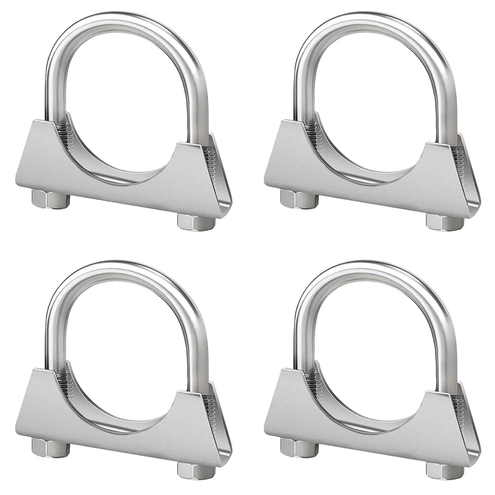 304 Stainless Steel High-Strength Pipe Clamps with Baffles, 4 Sets U-Shaped Bolts, Exhaust Pipe Clips for 25-102mm Pipes, M8 Tube Fittings(M8*76)