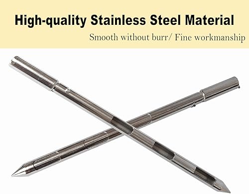 Miniatura 7 de Muestreador de polvo, muestreador de sonda de grano de tres zonas de acero inoxidable, 39 pulgadas de largo x 1 pulgada (3 ranuras)