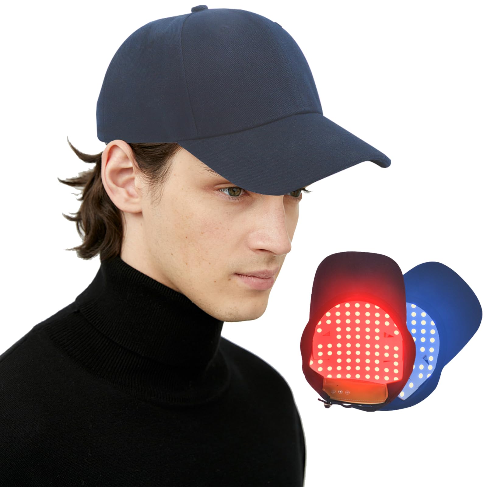 Haarwachstum Cap mit rotem und blauem Licht, 4 Modi Bestrahlung, Leichtes Design, bequem & wiederaufladbar, für tägliche Anwendung zur Haarpflege und Anti-Haarausfall