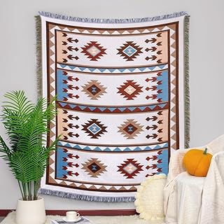 Aztec Woven Blanket Reversible - Southwestern Native American Throw Boho...