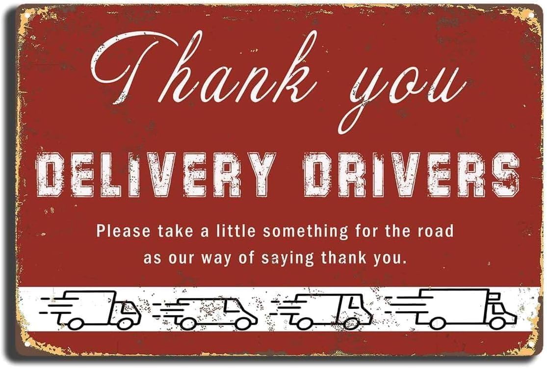 Kwqdozf Tin Sign-5 8X12 Inch Thank You Delivery Drivers Hard Work Vintage Metal Aluminum Tin S