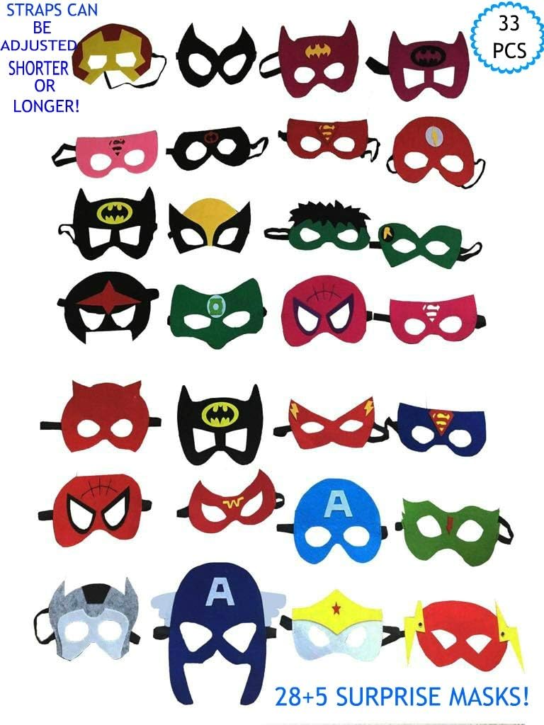 Superhero Masks Superhero Masks for Kids Kids Mask Kids Pretend Play Party Favors 33 PCS