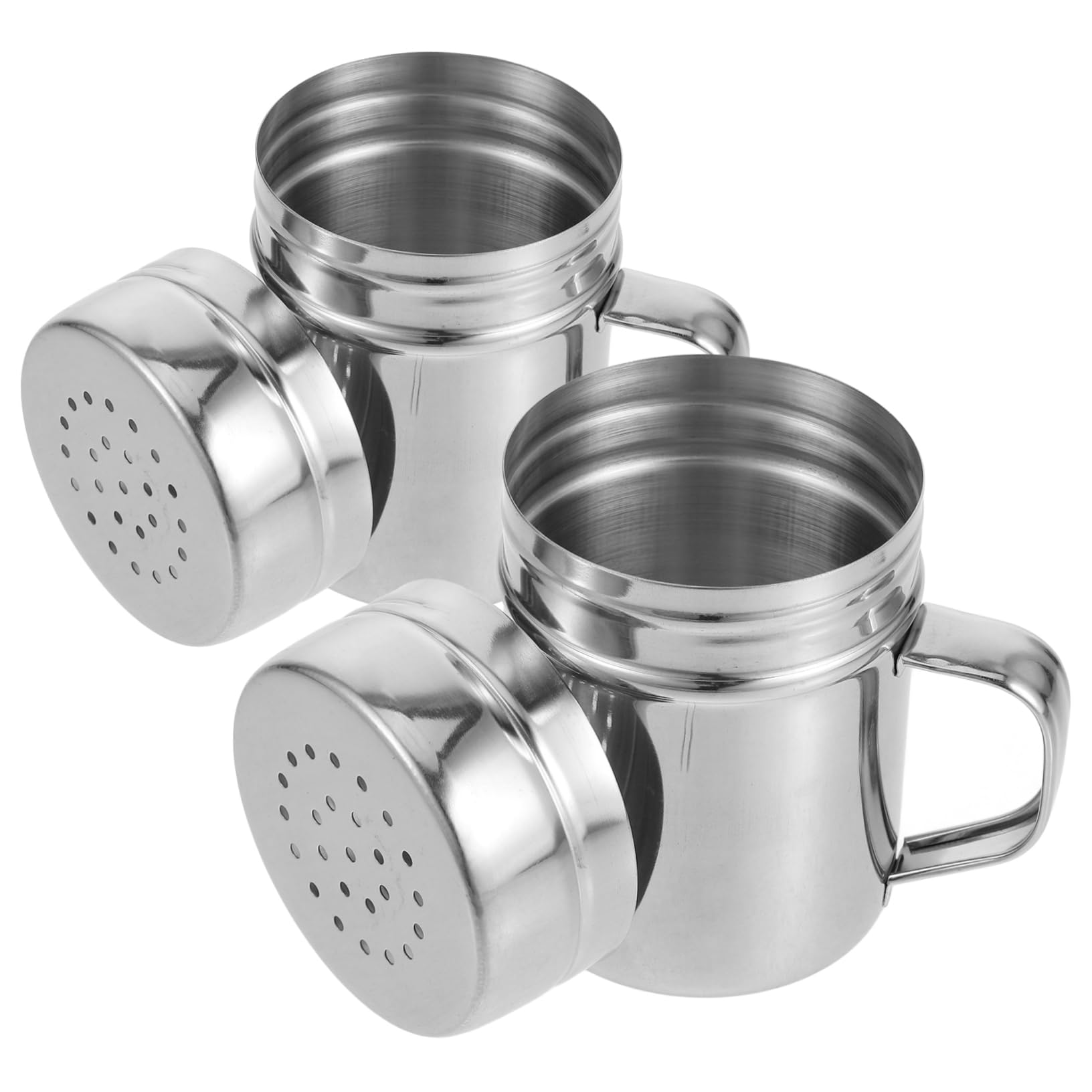 MAGICLULU 2pcs Stainless Steel Powder Shakers Hand Sifter Small Shaker for Flour Salt Sugar Baking Cooking Accessory
