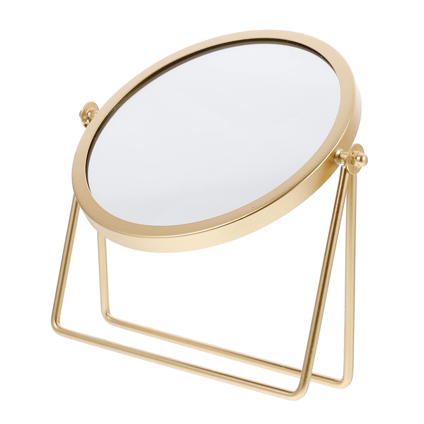 Miroir de maquillage rotatif en fer doré pour corriger les détails du visage