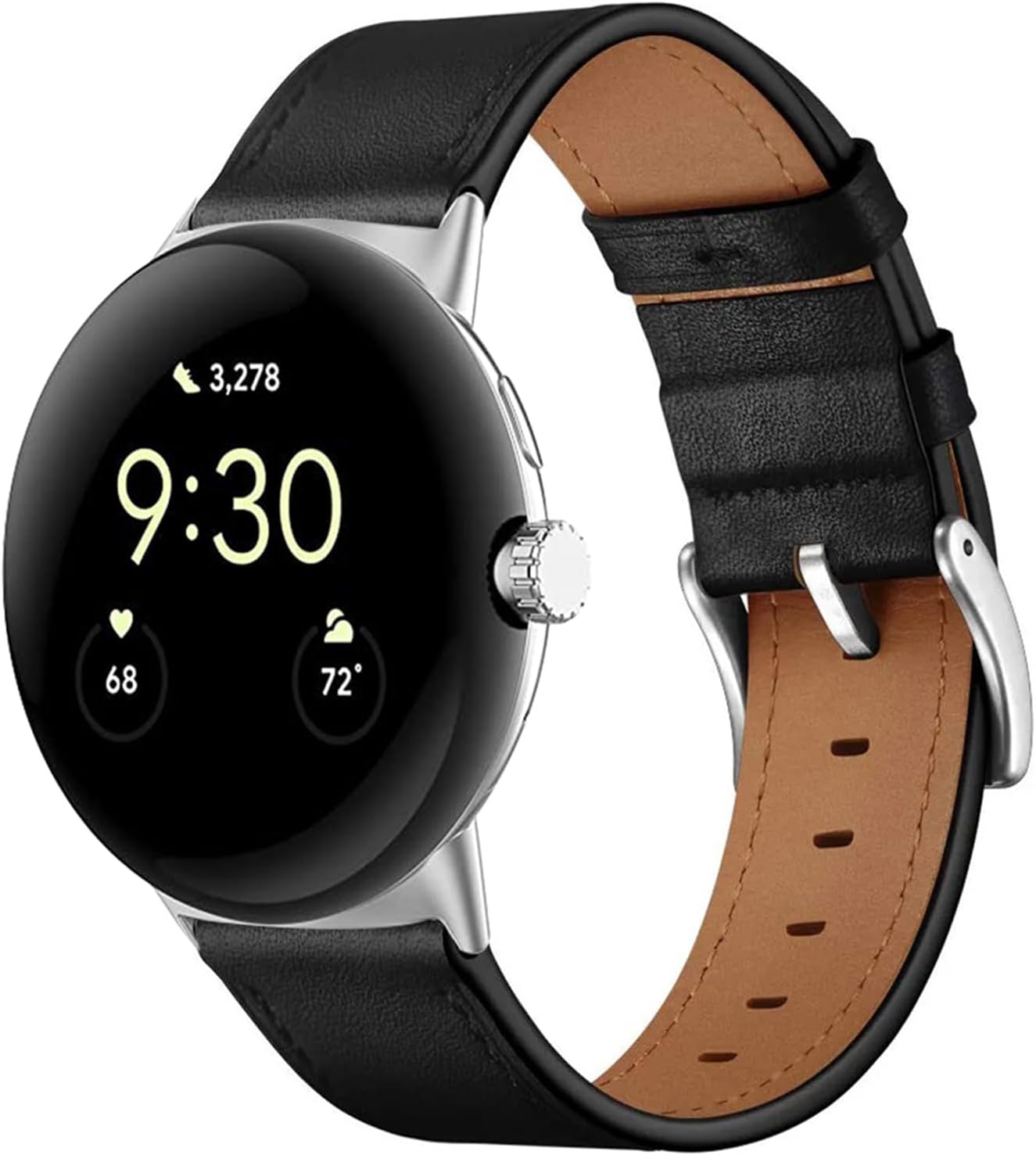 Leather Bands Compatible for Google Pixel Watch 4/3 45mm Leather for Men, Wristband Adjustable Clasp Strap for Google Pixel Watch 4/3/2/1 41mm
